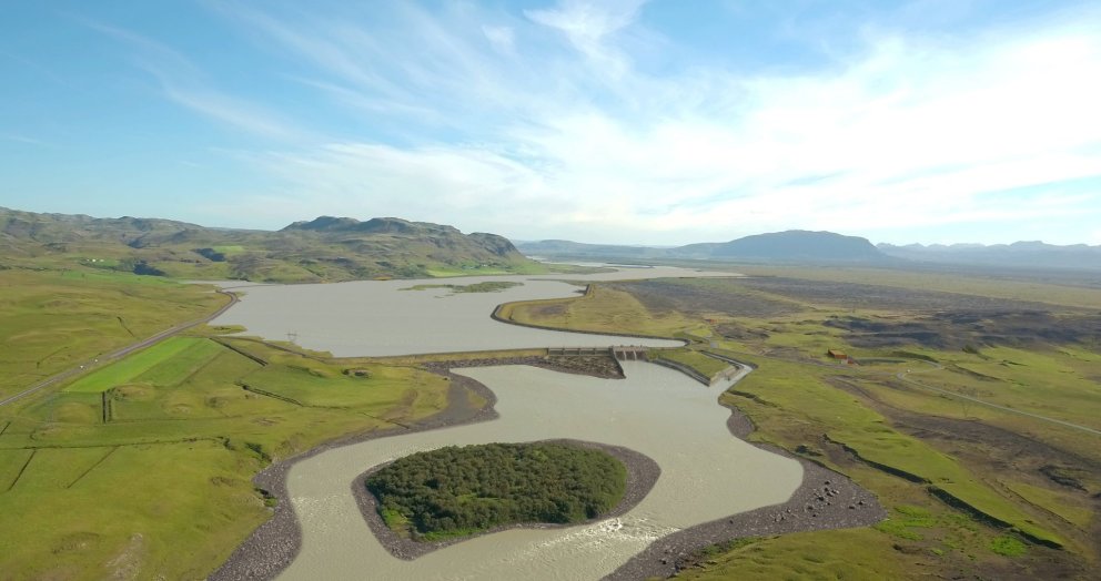 Tölvugerð mynd af Hvammsvirkjun