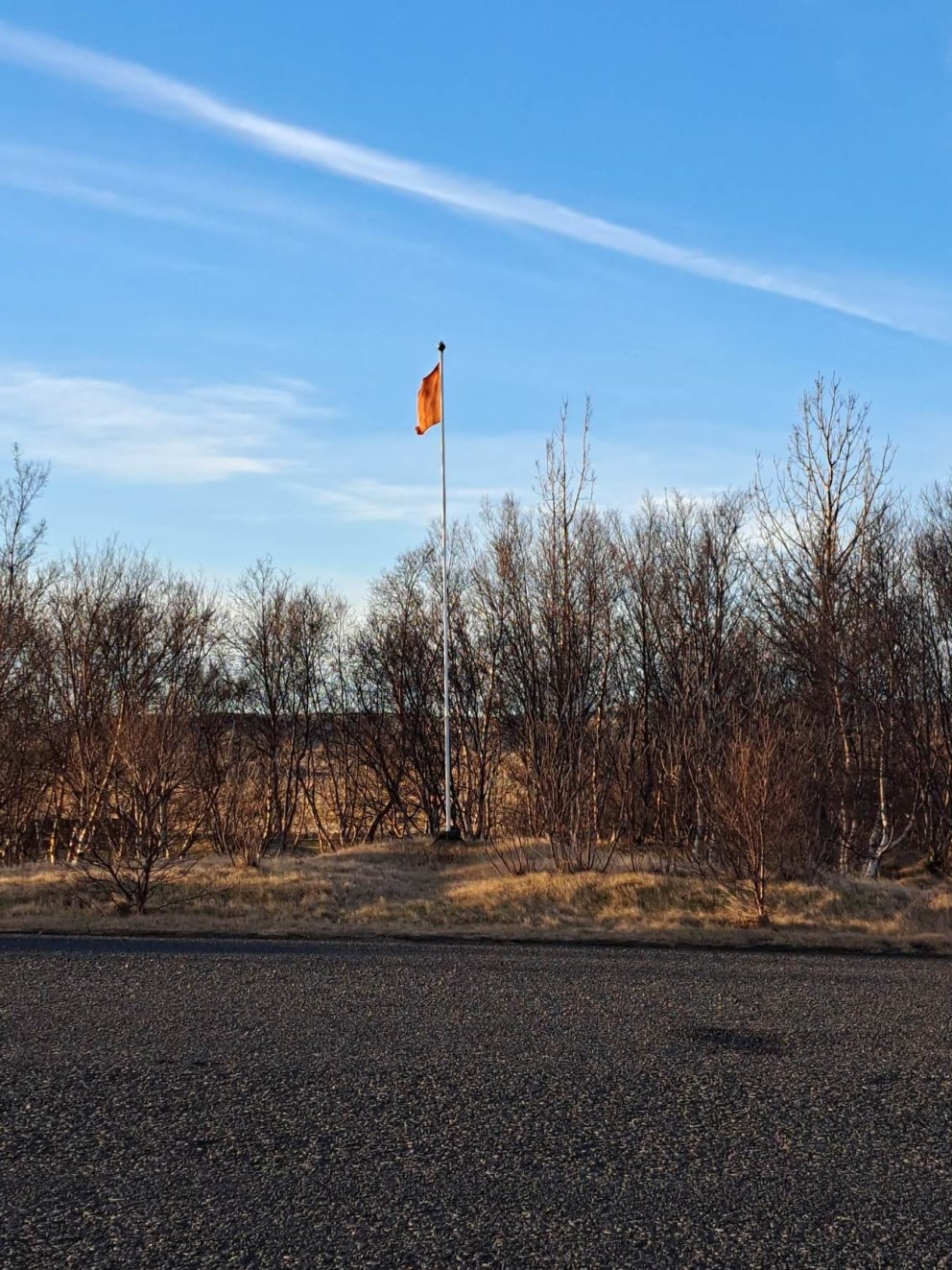 Roðagylltur fáni til að minna á átak gegn kynbundnu ofbeldi