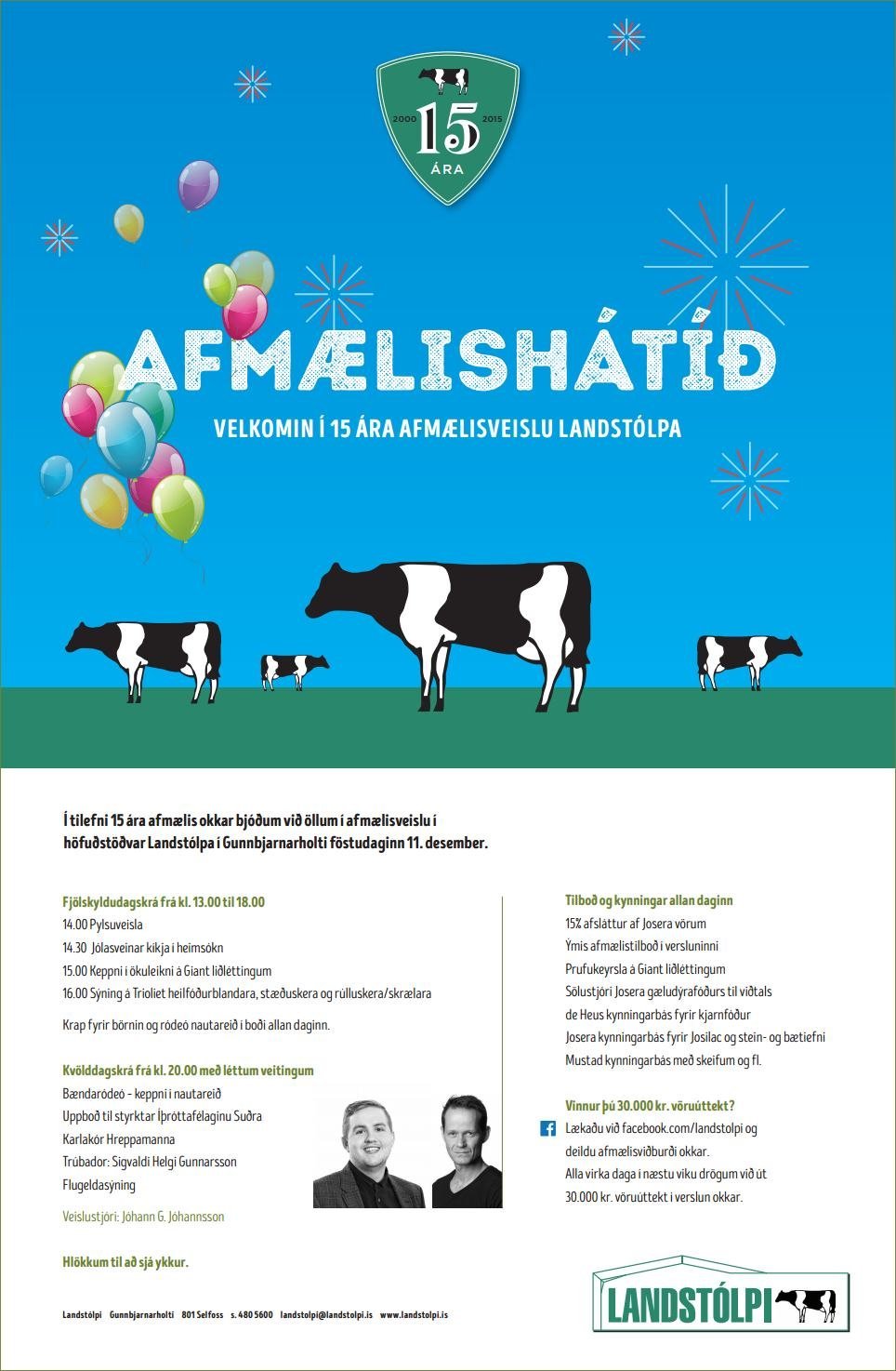 Landstólpi fjölskylduhátíð 11. desember kl 14 og kvölddagskrá kl. 20