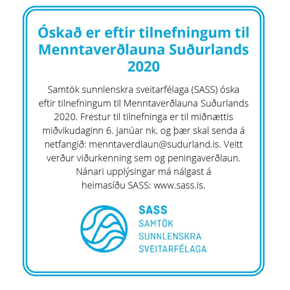 Tilnefningar til Menntaverðlauna SASS