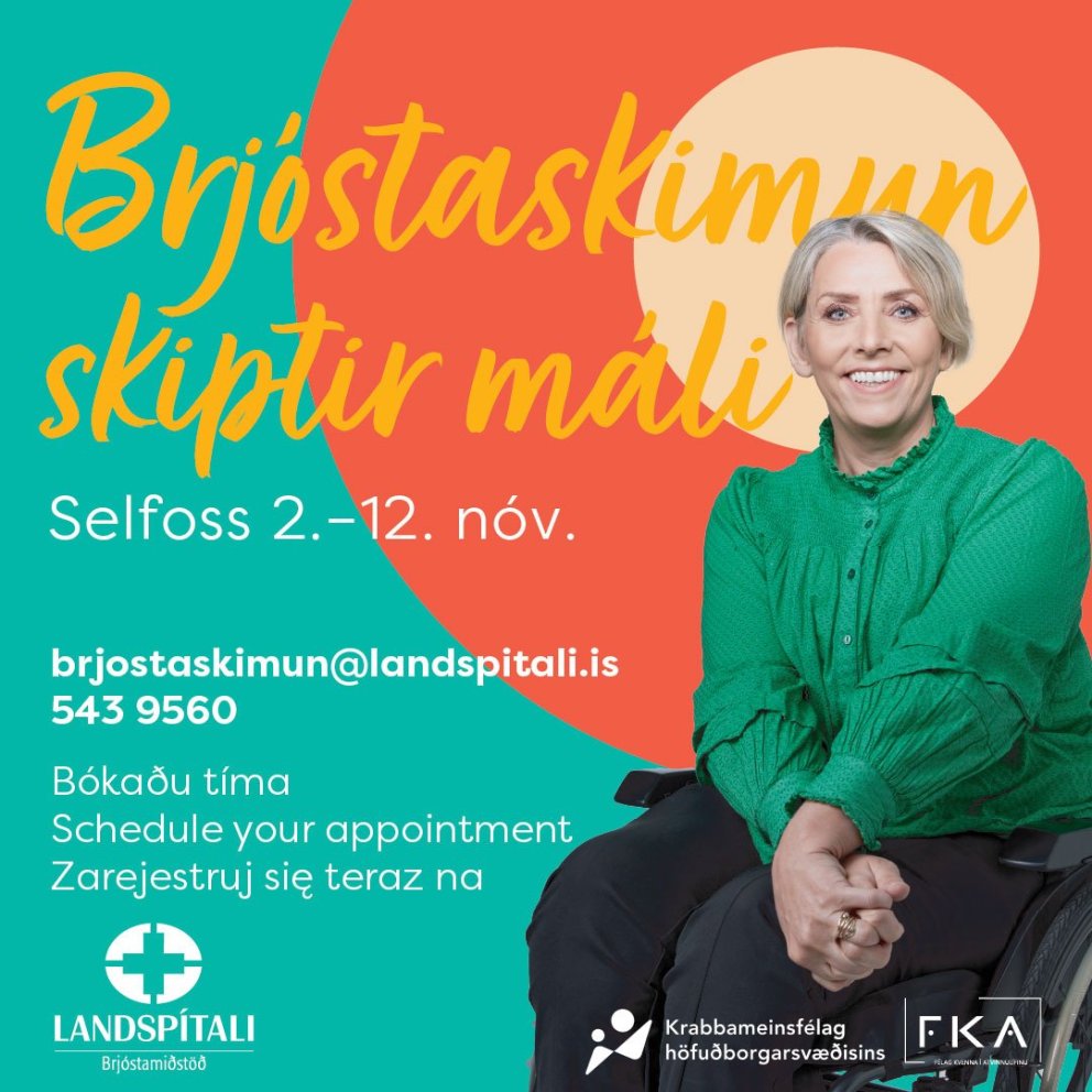 Brjóstamiðstöð Landspítala mun vera með brjóstaskimun á Selfossi