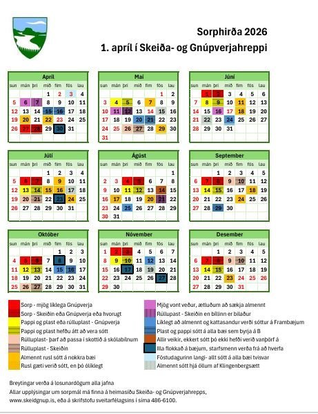 Nýtt sorphirðudagatal