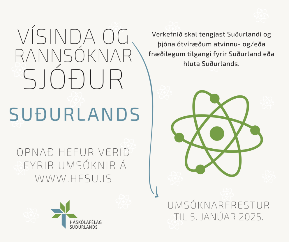 Opið fyrir umsóknir í Vísinda- og rannsóknasjóð Suðurlands