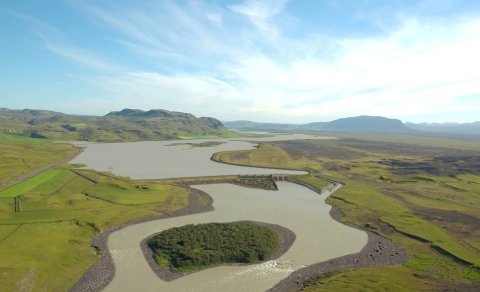 Tölvugerð mynd af Hvammsvirkjun