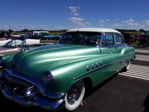 Gamall öðlingur á bílasýningu í Svíþjóð í fyrra. Ljósm. khg