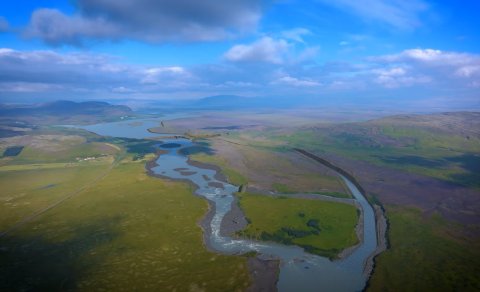 Framtíðarútsýni í austur yfir Þjórsá