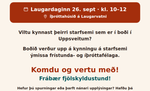 Frístunda- og íþróttahlaðborð Uppsveita 26. sept. kl. 10-12