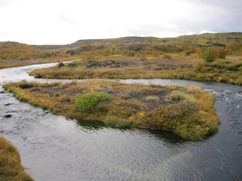 Fallegir haustlitir við Stöng í Þjórsárdal