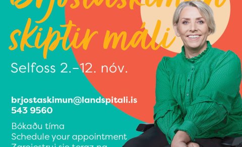 Brjóstamiðstöð Landspítala mun vera með brjóstaskimun á Selfossi